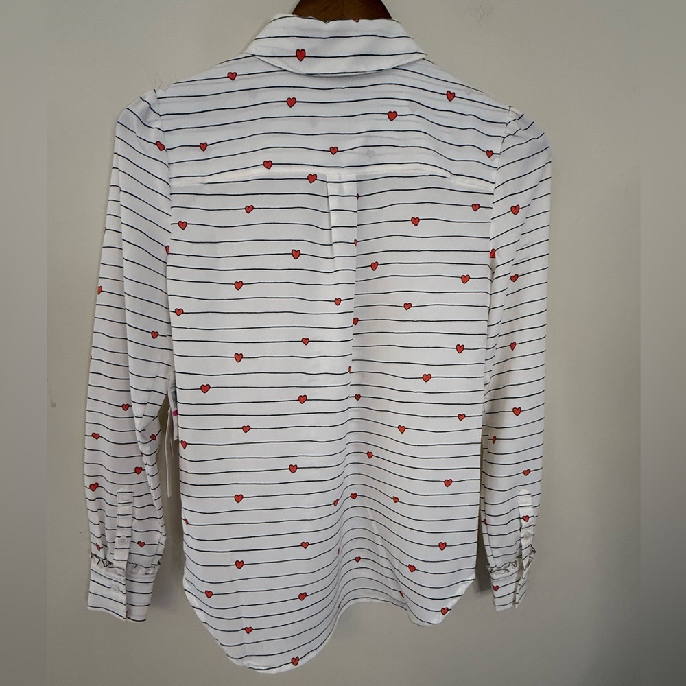 Court & Rowe heart striped ruffled button up top SZ XXS - Picture 2 of 12
